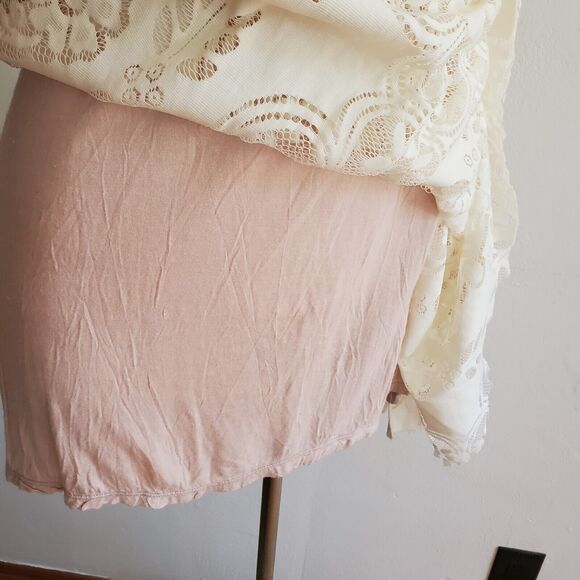 Free People Lovers Folk Song Lace Fit Flare Dress Ivory Bell Sleeve Boho Cottage - Picture 6 of 16